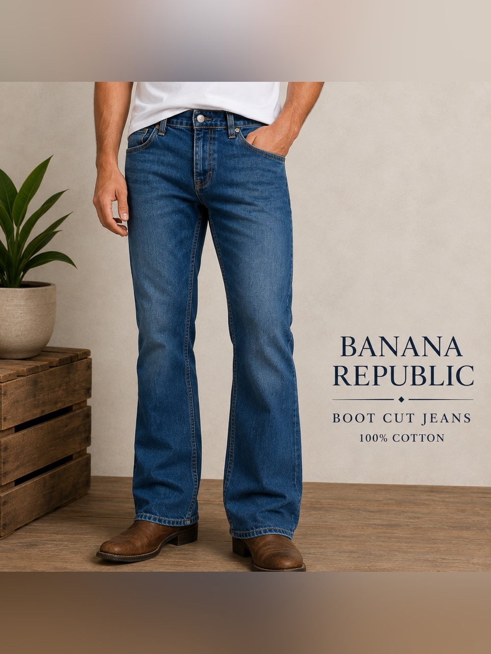Banana Republic 32x30 Boot Cut Blue Jeans 100% Cotton